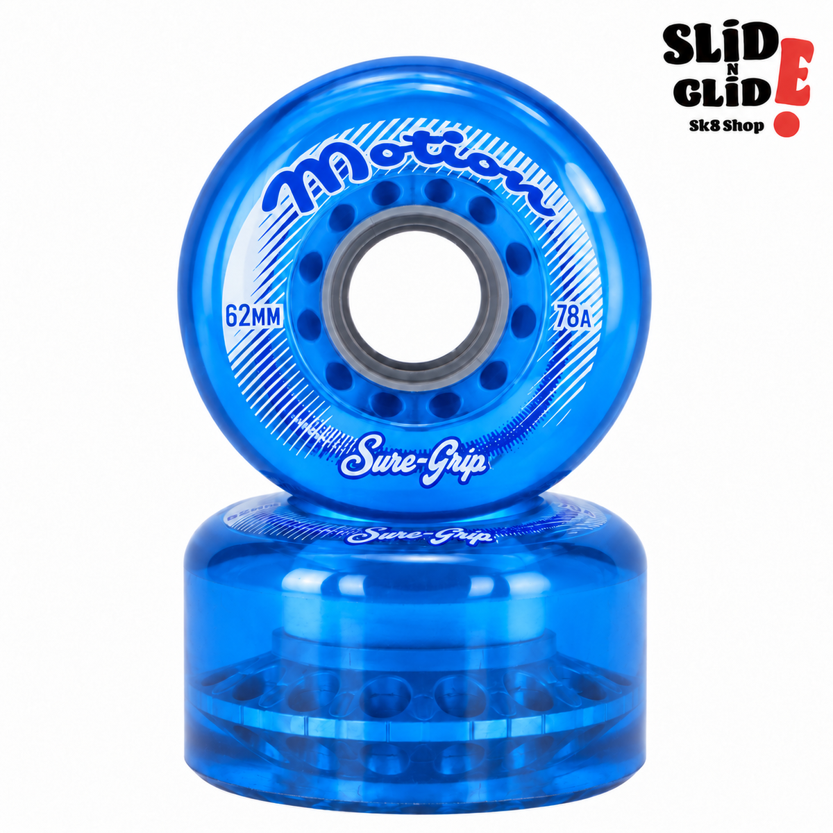 Sure-Grip Motion 62mm Outdoor Roller Skate Wheels – Set of 8