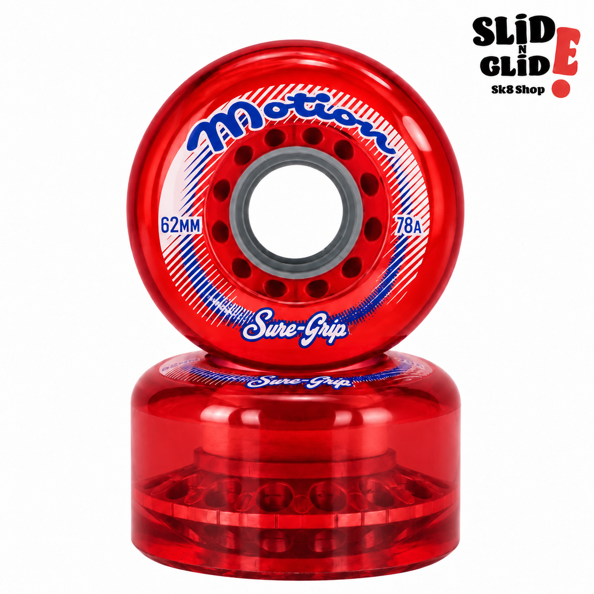 Sure-Grip Motion 62mm Outdoor Roller Skate Wheels – Set of 8